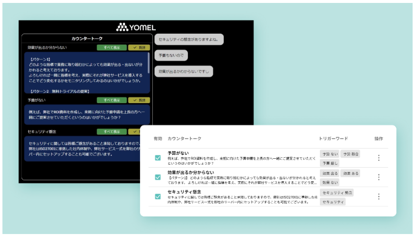 カウンタートーク（事前に登録したキーワードを検知して切り返すトーク